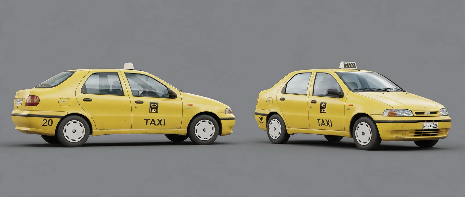 Seedance 2.5 reference — yellow Italian taxi