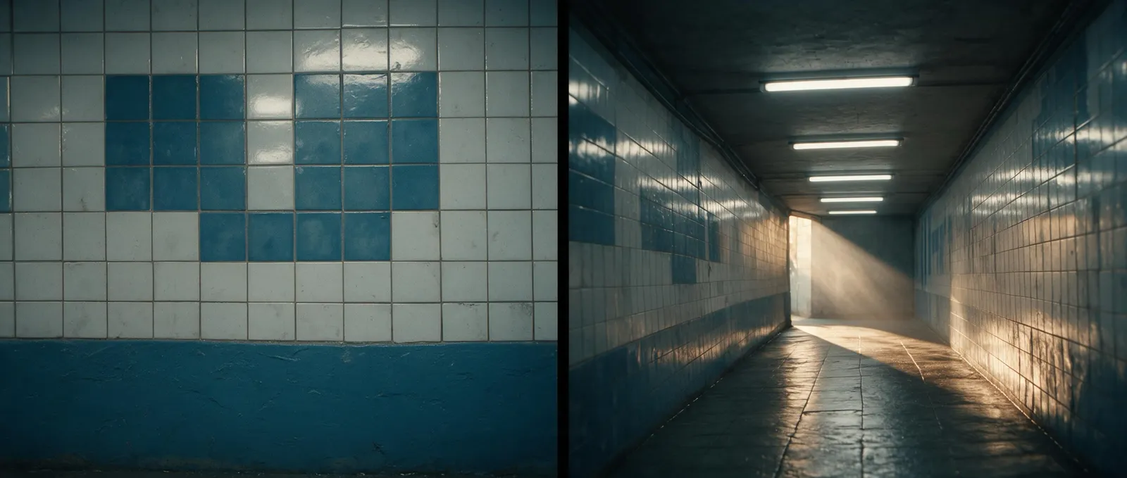 Seedance 2.5 location reference — tiled pedestrian underpass